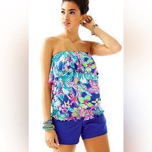 Lilly Pulitzer Womens Iris Blue Casa Azul Katelyn Tube Top